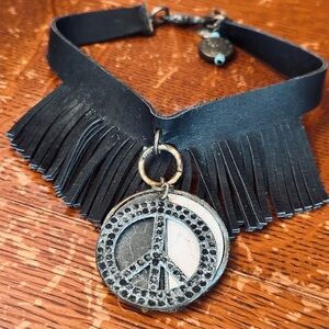 Peace Symbol Pendant Choker Necklace